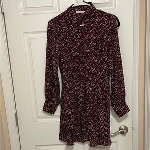 Elegant Burgundy Polka Dot Dress